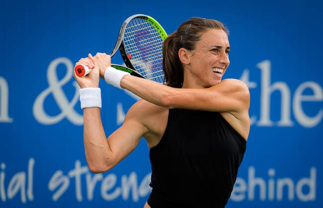 August 16, 2021, CINCINNATI, UNITED STATES: Petra Martic of Croatia in action during the first round of the 2021 Western & Southern Open WTA, Tennis Damen 1000 tennis tournament against Paula Badosa of Spain CINCINNATI UNITED STATES - ZUMAa181 20210816_zaa_a181_110 Copyright: xRobxPrangex