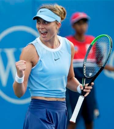 Paula Badosa of Spain reacts to winning a point during her 5-6, 6-4, 7-6 victory over Perta Martic of Croatia during the first round of the Western and Southern Open at the Linder Tennis Center in Mason, Ohio, USA, 16 August 2021. Western and Southern Open !ACHTUNG: NUR REDAKTIONELLE NUTZUNG!  Copyright: xMARKxLYONSx AME9102 20210817-1c29609b2c6fe1e4504a61160be566e4a2d16c3a