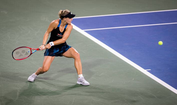 August 17, 2021, CINCINNATI, UNITED STATES: Angelique Kerber of Germany in action during the first round of the 2021 Western & Southern Open WTA, Tennis Damen 1000 tennis tournament against Maria Sakkari of Greece CINCINNATI UNITED STATES - ZUMAa181 20210817_zaa_a181_001 Copyright: xRobxPrangex