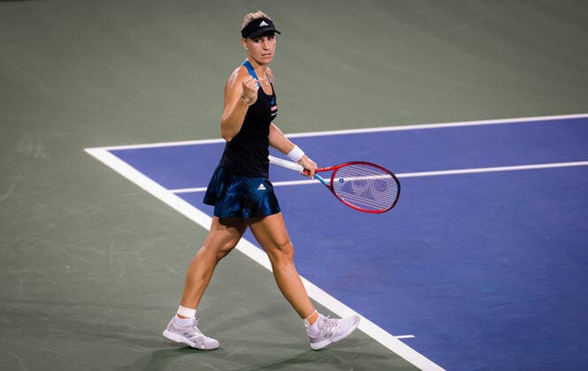 August 17, 2021, CINCINNATI, UNITED STATES: Angelique Kerber of Germany in action during the first round of the 2021 Western & Southern Open WTA, Tennis Damen 1000 tennis tournament against Maria Sakkari of Greece CINCINNATI UNITED STATES - ZUMAa181 20210817_zaa_a181_003 Copyright: xRobxPrangex