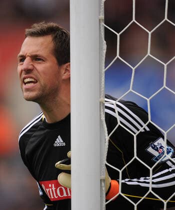 Mandatory Credit: Photo by Back Page Images Shutterstock (1227025l) Thomas Sorensen of Stoke City Stoke City v West Ham United, FA Premier League football match, Britannia Stadium, Stoke, Britain - 18 Sep 2010 EDITORIAL USE ONLY No use with unauthorised audio, video, data, fixture lists (outside the EU), club league logos or live services. Online in-match use limited to 45 images (+15 in extra time). No use to emulate moving images. No use in betting, games or single club league player publications services. Stoke City v West Ham United, FA Premier League football match, Britannia Stadium, Stoke, Britain - 18 Sep 2010 EDITORIAL USE ONLY No use with unauthorised audio, video, data, fixture lists (outside the EU), club league logos or live services. Online in-match use limited to 45 images (+15 in extra time). No use to emulate moving images. No use in betting, games or  Copyright: xBackxPagexImages Shutterstockx 1227025l