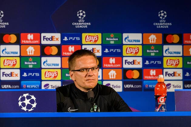 210817 Head coach Valdas Dambrauskas during a press conference with Ludogorets on August 17, 2021 in Malmö Photo Ludvig Thunman BILDBYRAN kod LT LT0187 fotboll football soccer fotball champions league presskonferens press conference malmö ff bbeng,  Copyright: LUDVIGxTHUNMAN BB210817LT094