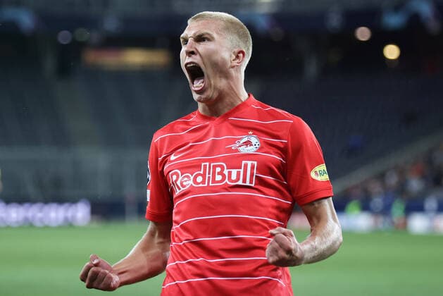 Sport Bilder des Tages SOCCER - UEFA CL, RBS vs Broendby SALZBURG,AUSTRIA,17.AUG.21 - SOCCER - UEFA Champions League play off, Red Bull Salzburg vs Broendby IF Kopenhagen. Image shows Rasmus Kristensen (RBS).  GEPAxpictures xHaraldxSteiner
