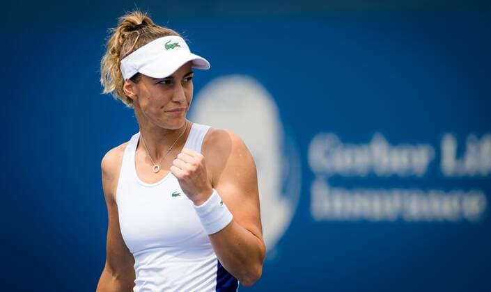 Mandatory Credit: Photo by Rob Prange Shutterstock (12311710at) Bernarda Pera of the United States in action during her first round match at the 2021 Western & Southern Open WTA, Tennis Damen 1000 tennis tournament Western & Southern Open Day Four, Tennis, Cincinnati, USA, 17 Aug 2021 Western & Southern Open Day Four, Tennis, Cincinnati, USA, 17 Aug 2021  Copyright: xRobxPrange Shutterstockx 12311710at