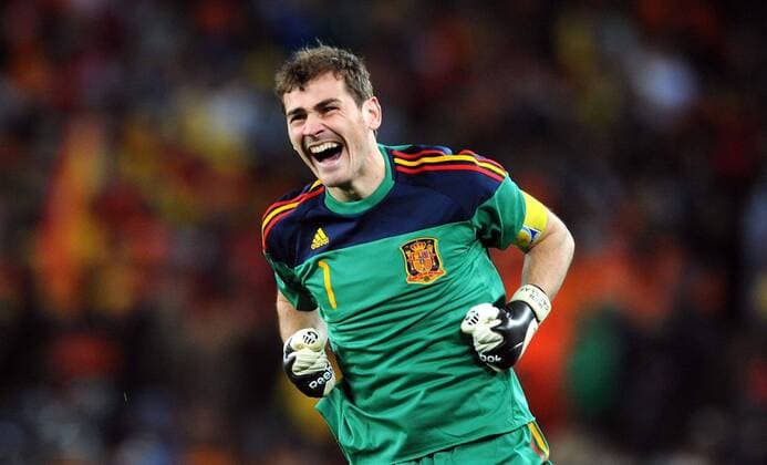 Mandatory Credit: Photo by Back Page Images Shutterstock (1206323a) Iker Casillas of Spain celebrates the winning goal Netherlands v Spain, 2010 FIFA World Cup, WM, Weltmeisterschaft, Fussball Final football match, Soccer City, Johannesburg, South Africa - 11 Jul 2010 EDITORIAL USE ONLY Netherlands v Spain, 2010 FIFA World Cup Final football match, Soccer City, Johannesburg, South Africa - 11 Jul 2010 EDITORIAL USE ONLY  Copyright: xBackxPagexImages Shutterstockx 1206323a