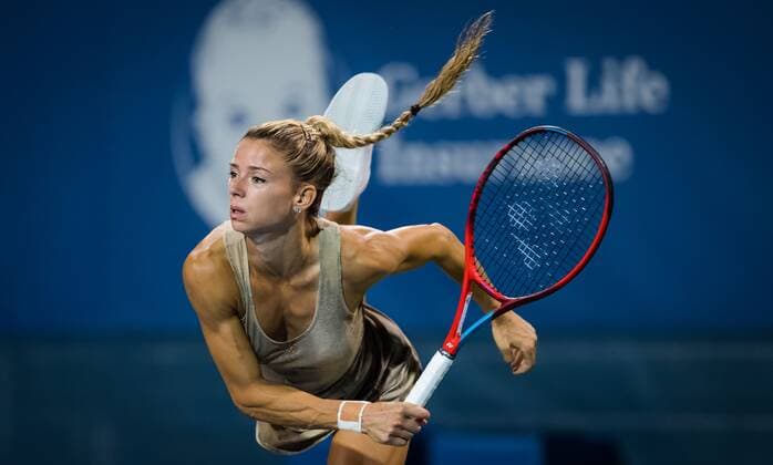 Mandatory Credit: Photo by Rob Prange Shutterstock (12311710ca) Camila Giorgi of Italy in action during the first round of the 2021 Western & Southern Open WTA, Tennis Damen 1000 tennis tournament Western & Southern Open Day Four, Tennis, Cincinnati, USA, 17 Aug 2021 Western & Southern Open Day Four, Tennis, Cincinnati, USA, 17 Aug 2021  Copyright: xRobxPrange Shutterstockx 12311710ca