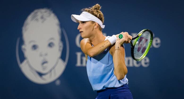 Mandatory Credit: Photo by Rob Prange Shutterstock (12311710cp) Marketa Vondrousova of the Czech Republic in action during the first round of the 2021 Western & Southern Open WTA, Tennis Damen 1000 tennis tournament Western & Southern Open Day Four, Tennis, Cincinnati, USA, 17 Aug 2021 Western & Southern Open Day Four, Tennis, Cincinnati, USA, 17 Aug 2021  Copyright: xRobxPrange Shutterstockx 12311710cp