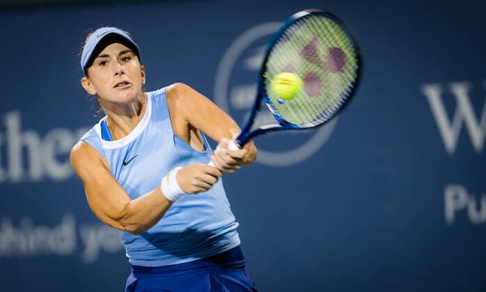 Mandatory Credit: Photo by Rob Prange Shutterstock (12311710cl) Belinda Bencic of Switzerland in action during the first round of the 2021 Western & Southern Open WTA, Tennis Damen 1000 tennis tournament Western & Southern Open Day Four, Tennis, Cincinnati, USA, 17 Aug 2021 Western & Southern Open Day Four, Tennis, Cincinnati, USA, 17 Aug 2021  Copyright: xRobxPrange Shutterstockx 12311710cl
