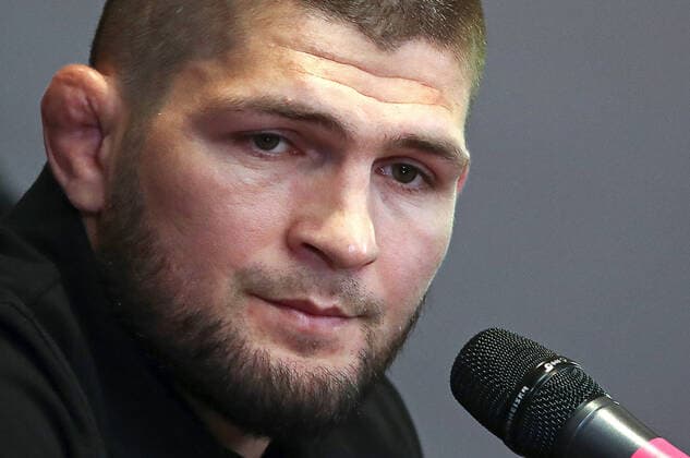 Bilder des Jahres 2021, Sport 08. August Sport Themen der Woche KW33 MOSCOW, RUSSIA â€“ AUGUST 18, 2021: Russian mixed martial artist and UFC lightweight champion Khabib Nurmagomedov gives a news conference. Anton Novoderezhkin TASS  TS10CE35