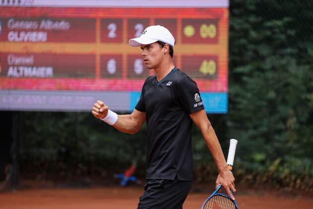 Daniel Altmaier GER cheers after the victory, jubilation, joy, emotion,scoreboard,scoreboard in the background, Copyright: xJuergenxHasenkopfx