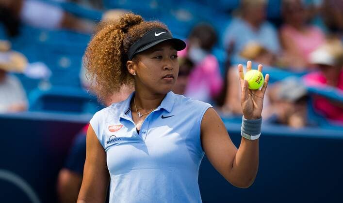Mandatory Credit: Photo by Rob Prange Shutterstock (12324290l) Naomi Osaka of Japan in action during the second round of the 2021 Western & Southern Open WTA, Tennis Damen 1000 tennis tournament Western & Southern Open Day Five, Tennis, Cincinnati, USA, 18 Aug 2021 Western & Southern Open Day Five, Tennis, Cincinnati, USA, 18 Aug 2021  Copyright: xRobxPrange Shutterstockx 12324290l