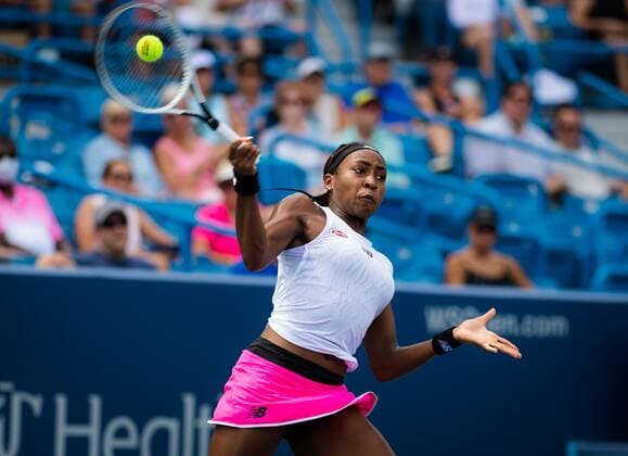 Mandatory Credit: Photo by Rob Prange Shutterstock (12324290t) Cori Gauff of the United States in action during the second round of the 2021 Western & Southern Open WTA, Tennis Damen 1000 tennis tournament Western & Southern Open Day Five, Tennis, Cincinnati, USA, 18 Aug 2021 Western & Southern Open Day Five, Tennis, Cincinnati, USA, 18 Aug 2021  Copyright: xRobxPrange Shutterstockx 12324290t