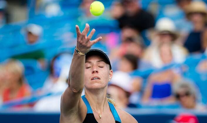 Mandatory Credit: Photo by Rob Prange Shutterstock (12324290ad) Angelique Kerber of Germany in action during the second round of the 2021 Western & Southern Open WTA, Tennis Damen 1000 tennis tournament Western & Southern Open Day Five, Tennis, Cincinnati, USA, 18 Aug 2021 Western & Southern Open Day Five, Tennis, Cincinnati, USA, 18 Aug 2021  Copyright: xRobxPrange Shutterstockx 12324290ad