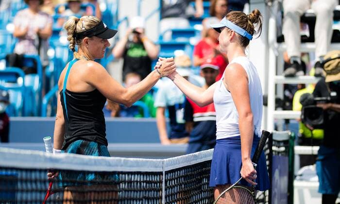 Mandatory Credit: Photo by Rob Prange Shutterstock (12324290am) Elina Svitolina of the Ukraine & Angelique Kerber of Germany in action during the second round of the 2021 Western & Southern Open WTA, Tennis Damen 1000 tennis tournament Western & Southern Open Day Five, Tennis, Cincinnati, USA, 18 Aug 2021 Western & Southern Open Day Five, Tennis, Cincinnati, USA, 18 Aug 2021  Copyright: xRobxPrange Shutterstockx 12324290am