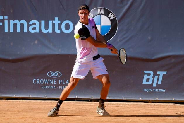 Mandatory Credit: Photo by Roberto Tommasini LiveMedia Shutterstock (12332150ac) Dmitry Popko (Kazakistan) Tennis Internationals ATP80 Challenger - Verona - Wednesday, Verona, Italy - 18 Aug 2021 Tennis Internationals ATP80 Challenger - Verona - Wednesday, Verona, Italy - 18 Aug 2021  Copyright: xRobertoxTommasini LiveMedia Shutterstockx 12332150ac