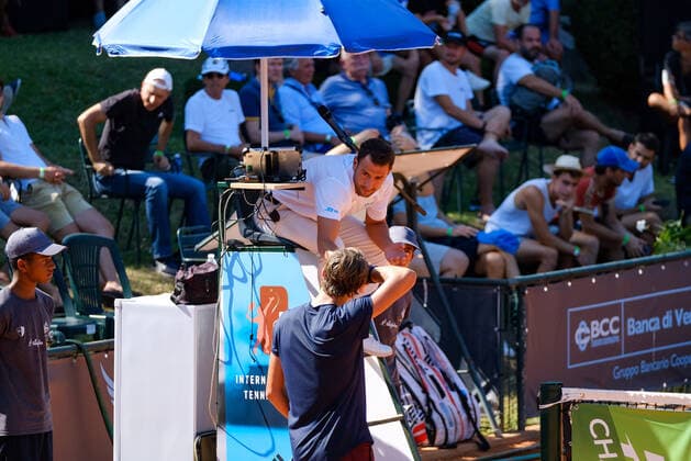 Exultation of Holger Vitus Nodskov Rune (Denmark) discuss with the referee during ATP80 Challenger - Verona - Wednesday, Tennis Internationals in Verona, Italy, August 18 2021  Copyright: xRobertoxTommasinix xIPAx xx 0