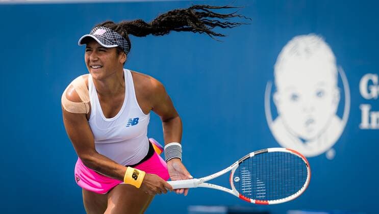 Mandatory Credit: Photo by Rob Prange Shutterstock (12324290bm) Heather Watson of Great Britain in action during the second round of the 2021 Western & Southern Open WTA, Tennis Damen 1000 tennis tournament Western & Southern Open Day Five, Tennis, Cincinnati, USA, 18 Aug 2021 Western & Southern Open Day Five, Tennis, Cincinnati, USA, 18 Aug 2021  Copyright: xRobxPrange Shutterstockx 12324290bm