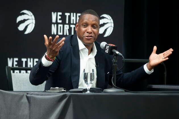 Sport Bilder des Tages August 18, 2021, Toronto, on, Canada: Toronto Raptors executive Masai Ujiri attends a press conference, PK, Pressekonferenz in Toronto on Wednesday, August 18, 2021. Masai Ujiri  - ZUMAc35_ 20210818_zaf_c35_055 Copyright: xChrisxYoungx