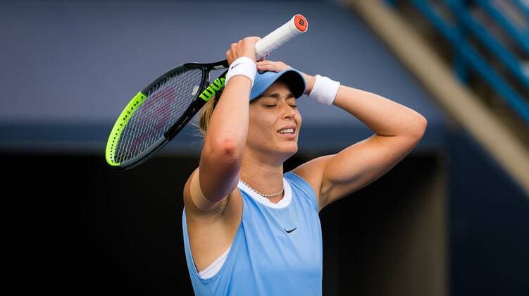 Mandatory Credit: Photo by Rob Prange Shutterstock (12324290co) Paula Badosa of Spain in action during the second round of the 2021 Western & Southern Open WTA, Tennis Damen 1000 tennis tournament Western & Southern Open Day Five, Tennis, Cincinnati, USA, 18 Aug 2021 Western & Southern Open Day Five, Tennis, Cincinnati, USA, 18 Aug 2021  Copyright: xRobxPrange Shutterstockx 12324290co