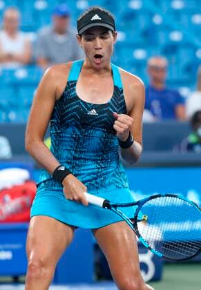 Garbine Muguruza of Spain celebrates a point against Caroline Garcia of France, during a match for the second round of the Cincinnati Masters, at the Linder Tennis Center, in Mason, Ohio, US, 18 August 2021. Masters of Cincinnati !ACHTUNG: NUR REDAKTIONELLE NUTZUNG!  Copyright: xMARKxLYONSx AME9575 20210818-3a23aef6419f3ad890a05bf9b365555ff62b0373
