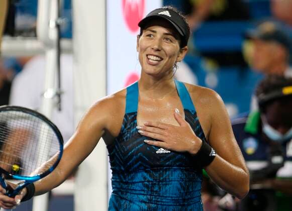 Garbine Muguruza of Spain celebrates her 6-4, 6-3 win over Caroline Garcia of France, during a match for the second round of the Cincinnati Masters, at the Linder Tennis Center, in Mason, Ohio, US, 18 August 2021. Masters of Cincinnati !ACHTUNG: NUR REDAKTIONELLE NUTZUNG!  Copyright: xMARKxLYONSx AME9604 20210819-3a94fb9a301b65cc4ba9f9a31f9c59d6b3a398d8