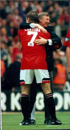 Mandatory Credit: Photo by Ted Blackbrow ANL Shutterstock (1334680a) Football 1995 96: Fa Cup - Liverpool 0 V Manchester United, ManU 1. Alex Ferguson Celebrates With Eric Cantona. Football 1995 96: Fa Cup - Liverpool 0 V Manchester United 1. Alex Ferguson Celebrates With Eric Cantona. EDITORIAL USE ONLY No use with unauthorised audio, video, data, fixture lists (outside the EU), club league logos or live services. Online in-match use limited to 45 images (+15 in extra time). No use to emulate moving images. No use in betting, games or single club league player publications services. Football 1995 96: Fa Cup - Liverpool 0 V Manchester United 1. Alex Ferguson Celebrates With Eric Cantona. EDITORIAL USE ONLY No use with unauthorised audio, video, data, fixture lists (outside the EU), club league logos or live services. Online in-match use limited to 45 images (+15 in extra time). No use to emulate moving images. No use in betting, games or Copyright: xTedxBlackbrow ANL Shutterstockx 1334680a