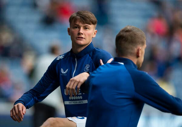 Football - 2021 2022 UEFA Europa League - Qualifying - 1st Leg - Glasgow Rangers vs Alashkert - Ibrox Stadium Nathan Patterson of Rangers during the warm up 