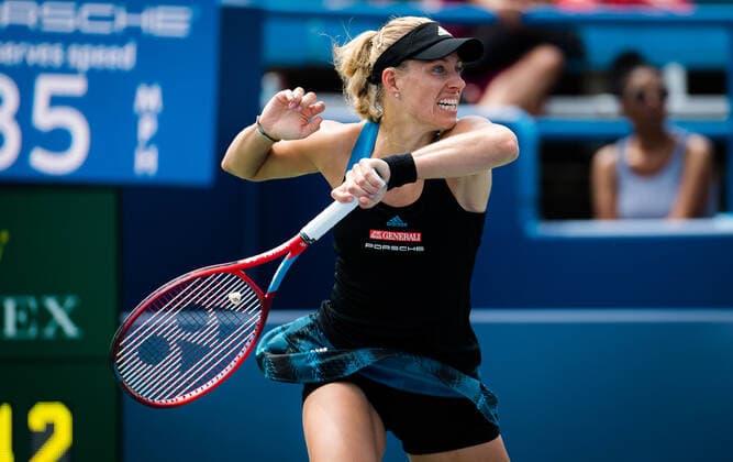 August 19, 2021, CINCINNATI, UNITED STATES: Angelique Kerber of Germany in action during the third round at the 2021 Western & Southern Open WTA, Tennis Damen 1000 tennis tournament against Jelena Ostapenko of Latvia CINCINNATI UNITED STATES - ZUMAa181 20210819_zaa_a181_029 Copyright: xRobxPrangex