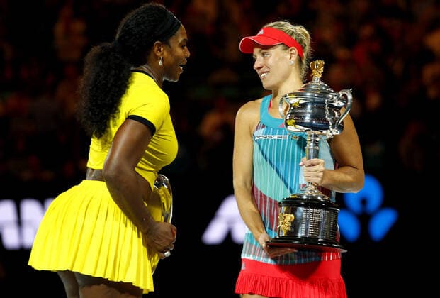Mandatory Credit: Photo by Ella Ling Bpi Shutterstock (5577789bk) Angelique Kerber of Germany and Serena Williams of USA laugh with their trophies during the Ladies Final at the Australian Open, Melbourne, 2016 Photo: Ella Ling Tennis - Australian Open 2016 Day Thirteen Melbourne Park, Melbourne, Australia - 30 Jan 2016 Tennis - Australian Open 2016 Day Thirteen Melbourne Park, Melbourne, Australia - 30 Jan 2016  Copyright: xEllaxLing Bpi Shutterstockx 5577789bk