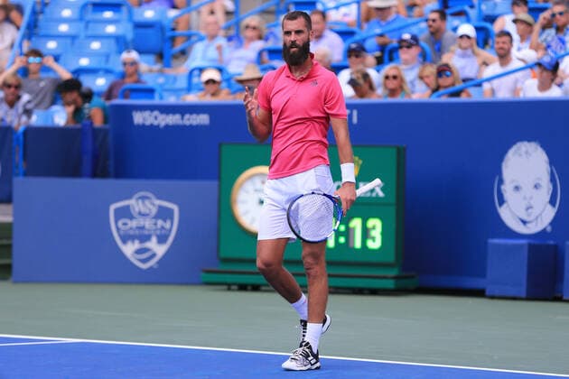 CINCINNATI, OH - AUGUST 20: Benoit Paire of France reacts during the Western & Southern Open at the Lindner Family Tennis Center on August 20, 2021 in Mason, Ohio. (Photo by Ian Johnson Icon Sportswire) TENNIS: AUG 20 Western & Southern Open Icon210820019