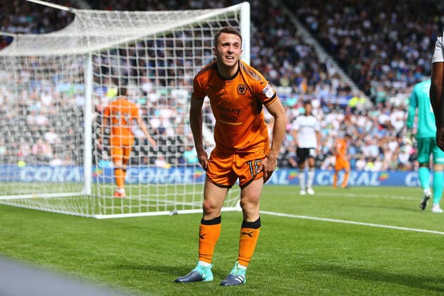 Mandatory Credit: Photo by Philip Oldham BPI Shutterstock (8991888cb) Wolves Diogo Jota dejected Derby County v Wolverhampton Wanderers, Skybet EFL Championship, Pride Park, Derby, Derbyshire, UK - 12 Aug 2017 Derby County v Wolverhampton Wanderers, Skybet EFL Championship, Pride Park, Derby, Derbyshire, UK - 12 Aug 2017  Copyright: xPhilipxOldham BPI Shutterstockx 8991888cb