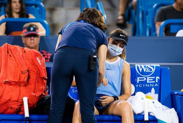 Mandatory Credit: Photo by Rob Prange Shutterstock (12324311dr) Paula Badosa of Spain in action during her semi-final at the 2021 Western & Southern Open WTA, Tennis Damen 1000 tennis tournament Western & Southern Open Day Seven, Tennis, Cincinnati, USA, 20 Aug 2021 Western & Southern Open Day Seven, Tennis, Cincinnati, USA, 20 Aug 2021  Copyright: xRobxPrange Shutterstockx 12324311dr