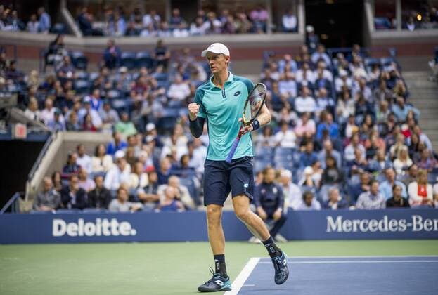 Mandatory Credit: Photo by Mike Frey BPI Shutterstock (9047828da) Kevin Anderson of South Africa celebrates during play against Pablo Carreno Busta of Spain in the Men s Semi-Final at the US Open. US Open Tennis , USTA, Flushing Meadows, New York, 08 Sep 2017, US Open Tennis , USTA, Flushing Meadows, New York, 08 Sep 2017,  Copyright: xMikexFrey BPI Shutterstockx 9047828da