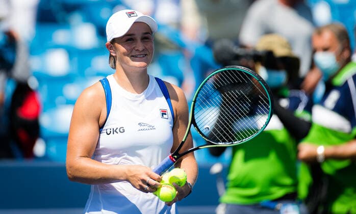 August 21, 2021, CINCINNATI, UNITED STATES: Ashleigh Barty of Australia after her semi-final match at the 2021 Western & Southern Open WTA, Tennis Damen 1000 tennis tournament against Angelique Kerber of Germany CINCINNATI UNITED STATES - ZUMAa181 20210821_zaa_a181_075 Copyright: xRobxPrangex