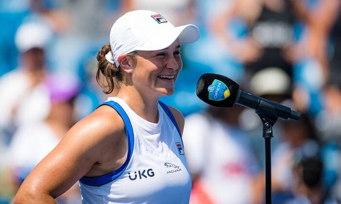 August 21, 2021, CINCINNATI, UNITED STATES: Ashleigh Barty of Australia after her semi-final match at the 2021 Western & Southern Open WTA, Tennis Damen 1000 tennis tournament against Angelique Kerber of Germany CINCINNATI UNITED STATES - ZUMAa181 20210821_zaa_a181_074 Copyright: xRobxPrangex