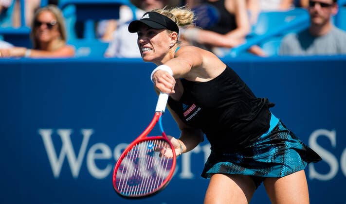 August 21, 2021, CINCINNATI, UNITED STATES: Angelique Kerber of Germany during her semi-final match at the 2021 Western & Southern Open WTA, Tennis Damen 1000 tennis tournament against Ashleigh Barty of Australia CINCINNATI UNITED STATES - ZUMAa181 20210821_zaa_a181_063 Copyright: xRobxPrangex