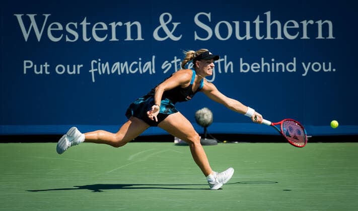 August 21, 2021, CINCINNATI, UNITED STATES: Angelique Kerber of Germany during her semi-final match at the 2021 Western & Southern Open WTA, Tennis Damen 1000 tennis tournament against Ashleigh Barty of Australia CINCINNATI UNITED STATES - ZUMAa181 20210821_zaa_a181_092 Copyright: xRobxPrangex