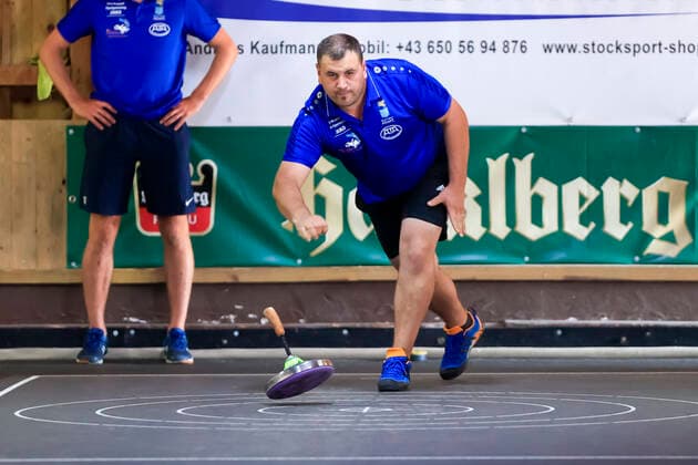 Final Four tournament of the four best teams of the summer federal league in the stick sport Passau Bavaria Germany stick sport men, 1 federal league south Final Four, summer 2021 on 21 08 2021 in the stick hall Neustift, picture shows Andreas Lampert TSV Hartpenning Passau stick hall Neustift Bavaria Germany