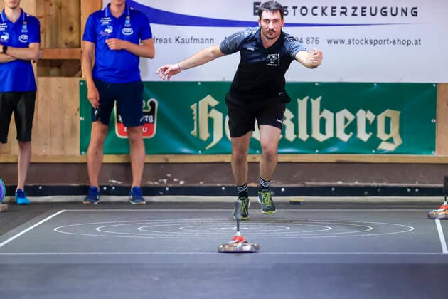Final Four tournament of the four best teams of the summer federal league in the stick sport Passau Bavaria Germany stick sport men, 1 federal league south Final Four, summer 2021 on 21 08 2021 in the stick hall Neustift, picture shows Thomas Baumgartner TSV Peiting Passau stick hall Neustift Bavaria Germany