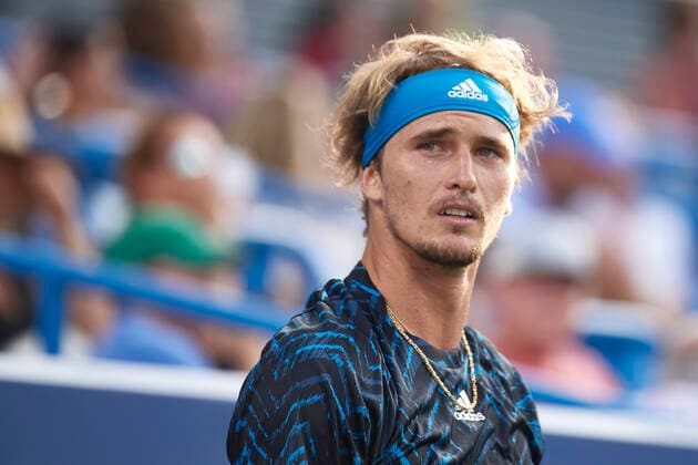 CINCINNATI, OH - AUGUST 21: Alexander Zverev of Germany looks on during the semifinal match on day 7 of the Western & Southern Open at the Lindner Family Tennis Center in Mason, Ohio on August 21, 2021. (Photo by Shelley Lipton Icon Sportswire) TENNIS: AUG 21 Western & Southern Open Icon2108211368
