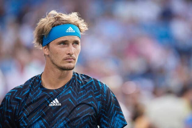 CINCINNATI, OH - AUGUST 21: Alexander Zverev of Germany looks on during the semifinal match on day 7 of the Western & Southern Open at the Lindner Family Tennis Center in Mason, Ohio on August 21, 2021. (Photo by Shelley Lipton Icon Sportswire) TENNIS: AUG 21 Western & Southern Open Icon2108211510