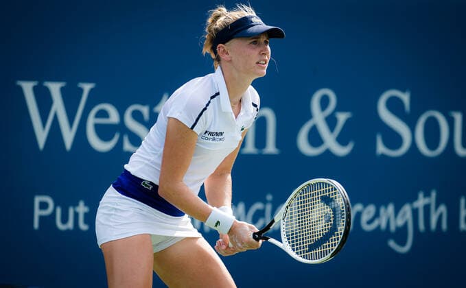August 21, 2021, CINCINNATI, UNITED STATES: Jil Teichmann of Switzerland in action during the semi-final at the 2021 Western & Southern Open WTA, Tennis Damen 1000 tennis tournament against Karolina Pliskova of the Czech Republic CINCINNATI UNITED STATES - ZUMAa181 20210821_zaa_a181_192 Copyright: xRobxPrangex
