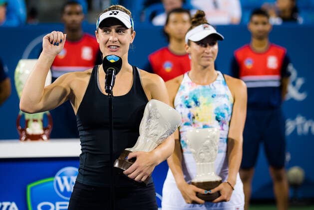 August 21, 2021, CINCINNATI, UNITED STATES: Gabriela Dabrowski of Canada & Luisa Stefani of Brazil during the trophy ceremony after the doubles final at the 2021 Western & Southern Open WTA, Tennis Damen 1000 tennis tournament CINCINNATI UNITED STATES - ZUMAa181 20210821_zaa_a181_228 Copyright: xRobxPrangex