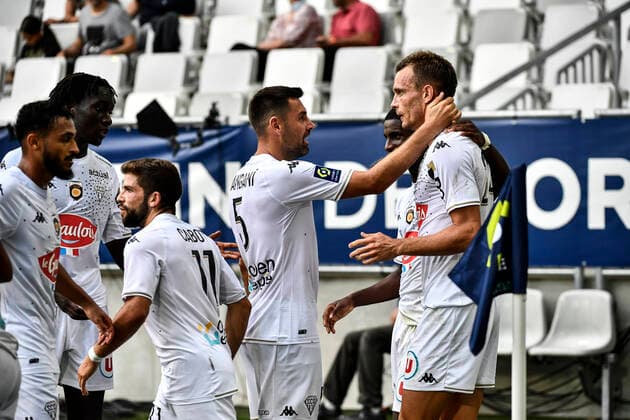 Joie but THOMAS Romain (sco) FOOTBALL : Bordeaux vs Angers - 3eme Journee L1 Ubereats - Bordeaux - 22 08 2021 ThierryBreton Panoramic 