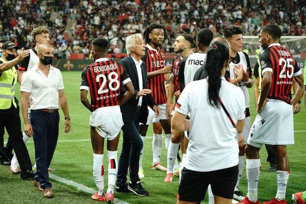 Bagarre generale - Jean Pierre Rivere (president de l OGC Nice) FOOTBALL : OGC Nice vs Olympique de Marseille - Ligue 1 Uber Eats - Nice - 22 08 2021 NorbertScanella PanoramiC 