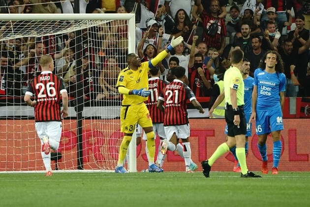 Deception - Steve Mandanda (Olympique de Marseille) FOOTBALL : OGC Nice vs Olympique de Marseille - Ligue 1 Uber Eats - Nice - 22 08 2021 NorbertScanella PanoramiC 