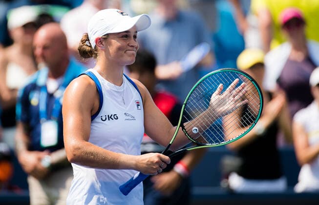 August 22, 2021, CINCINNATI, UNITED STATES: Ashleigh Barty of Australia in action during the final of the 2021 Western & Southern Open WTA, Tennis Damen 1000 tennis tournament against Jil Teichmann of Switzerland CINCINNATI UNITED STATES - ZUMAa181 20210822_zaa_a181_078 Copyright: xRobxPrangex