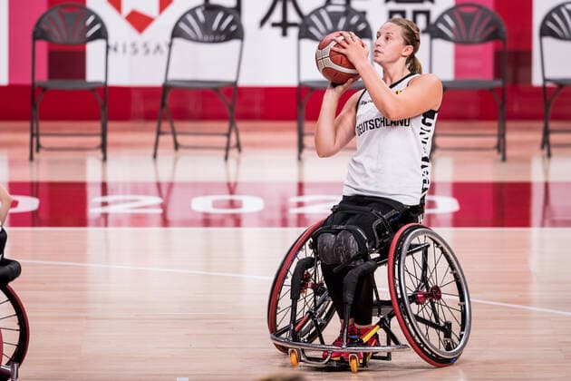 Tokyo 2020 Paralympic Games Wheelchair Basketball , Press Training Women Germany, 23 08 2021 TOKYO, JAPAN 23 August 2021 Wheelchair Basketball, Press Training of the German Women ahead of the Tokyo 2020 Paralympic Games on 26 08 2021 at Ariake Arena in Tokyo Japan Lena Knippelmeyer 14, Germany in Throw Training Copyright: xBEAUTIFULxSPORTS Wunderlx