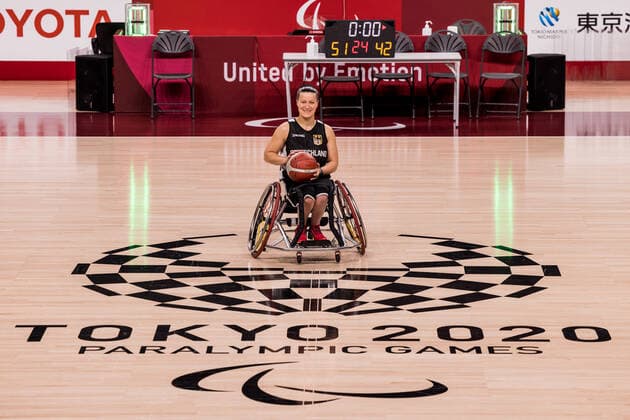 Tokyo 2020 Paralympic Games Wheelchair Basketball , Press Training Ladies Germany, 23 08 2021 TOKYO, JAPAN 23 August 2021 Wheelchair Basketball, Press Training of the German Ladies in the run-up to the Tokyo 2020 Paralympic Games on 26 08 2021 at the Ariake Arena in Tokyo Japan Anne Patzwald 7, Germany Copyright: xBEAUTIFULxSPORTS Wunderlx