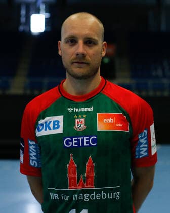 23 08 2021, xgox, handball LIQUI MOLY HBL, SC Magdeburg photo session emspor, v l Daniel Pettersson Magdeburg, 11 portrait, portraet, single picture Magdeburg